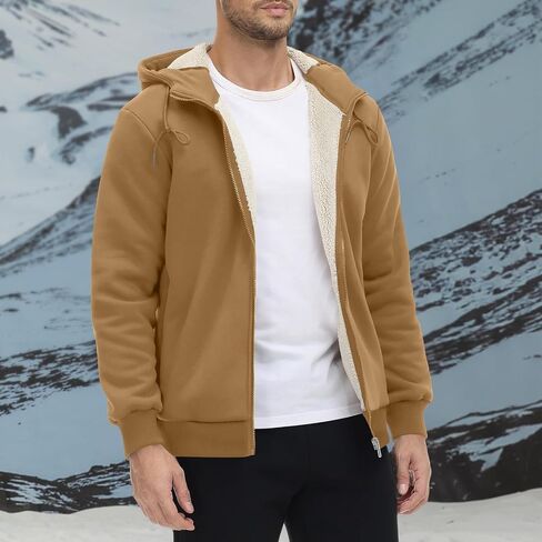 bmkBWO Fleece Lined Hoodies for Men,Heavyweight Zip Up Thicken Sherpa Sweatshirt Hooded Winter Warm Jackets Coats 2025 in Saudi Arabia