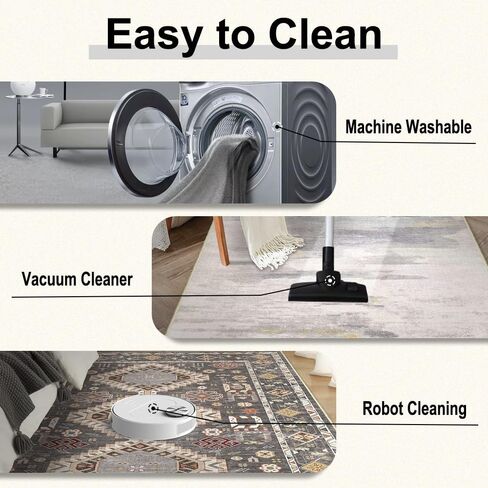 INVIN ART Machine Washable 5x7 Non-Slip Area Rug, Stain-Resistant Pet Friendly Carpet, Abstract Print Modern Style Low-Pile Floor Mat for Living Room, Bedroom, Home Office in Saudi Arabia