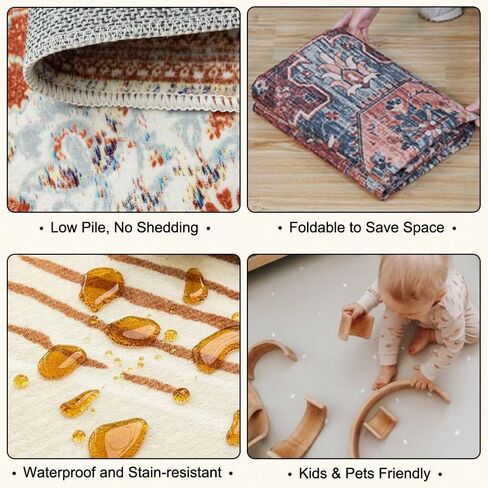 INVIN ART Machine Washable 5x7 Non-Slip Area Rug, Stain-Resistant Pet Friendly Carpet, Abstract Print Modern Style Low-Pile Floor Mat for Living Room, Bedroom, Home Office in Saudi Arabia