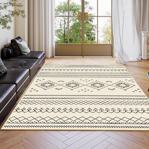 INVIN ART Machine Washable 5x7 Non-Slip Area Rug, Stain-Resistant Pet Friendly Carpet, Abstract Print Modern Style Low-Pile Floor Mat for Living Room, Bedroom, Home Office in Saudi Arabia