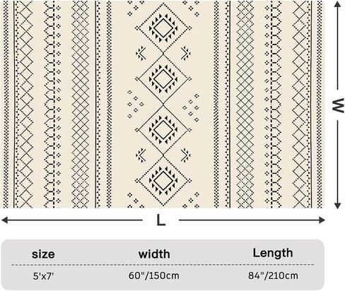 INVIN ART Machine Washable 5x7 Non-Slip Area Rug, Stain-Resistant Pet Friendly Carpet, Abstract Print Modern Style Low-Pile Floor Mat for Living Room, Bedroom, Home Office in Saudi Arabia