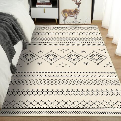 INVIN ART Machine Washable 5x7 Non-Slip Area Rug, Stain-Resistant Pet Friendly Carpet, Abstract Print Modern Style Low-Pile Floor Mat for Living Room, Bedroom, Home Office in Saudi Arabia