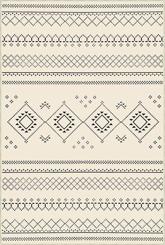 INVIN ART Machine Washable 5x7 Non-Slip Area Rug, Stain-Resistant Pet Friendly Carpet, Abstract Print Modern Style Low-Pile Floor Mat for Living Room, Bedroom, Home Office in Saudi Arabia