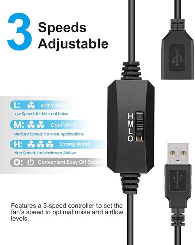 GDSTIME 2-Pack 75mm x 15mm USB Blower Fan with 3 Speed Control, DC 5V Brushless Turbo Cooling Fan for Helmet Laptop 3D Printer in Kuwait