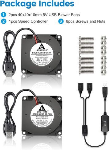 GDSTIME 2-Pack 75mm x 15mm USB Blower Fan with 3 Speed Control, DC 5V Brushless Turbo Cooling Fan for Helmet Laptop 3D Printer in Kuwait