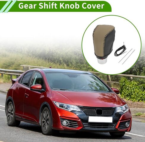 Gear Shift Knob Cover for Honda Civic 2016-2021 Anti-Slip Beige Black Stick Shifting Handle Protector Faux Leather 1 Pcs in Saudi Arabia