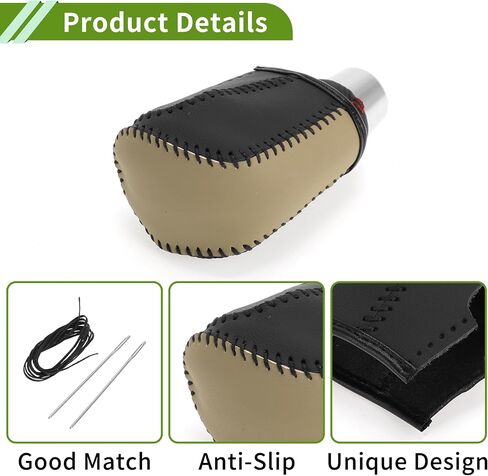 Gear Shift Knob Cover for Honda Civic 2016-2021 Anti-Slip Beige Black Stick Shifting Handle Protector Faux Leather 1 Pcs in Saudi Arabia