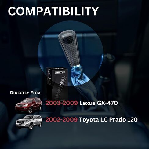 Leather & Wood Trim Gear Shift Knob Shifter for Lexus GX470 2003-2009 UZJ12 and for Toyota Land Cruiser Prado 120 2002-2009 (Tan Beige Leather/Golden Maple Wood) in Kuwait