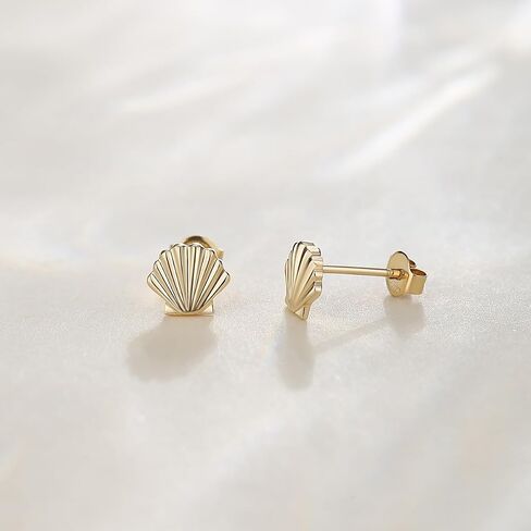 14K Solid Yellow Gold Sun Stud Earrings Dainty Tiny Delicate Durable Small Earrings Fine Jewelry Birthday Gifts for Women, Available Diameter 8mm in Saudi Arabia