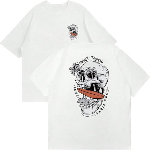 تي شيرت Verdusa الرجالي ذو الجرافيك Y2k Vintage Skull Print قصير الأكمام للحفلات الموسيقية تي شيرت صيفي in Kuwait