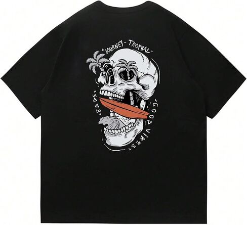 تي شيرت Verdusa الرجالي ذو الجرافيك Y2k Vintage Skull Print قصير الأكمام للحفلات الموسيقية تي شيرت صيفي in Saudi Arabia
