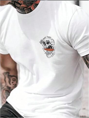 تي شيرت Verdusa الرجالي ذو الجرافيك Y2k Vintage Skull Print قصير الأكمام للحفلات الموسيقية تي شيرت صيفي in Kuwait