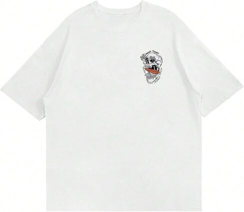 تي شيرت Verdusa الرجالي ذو الجرافيك Y2k Vintage Skull Print قصير الأكمام للحفلات الموسيقية تي شيرت صيفي in Kuwait