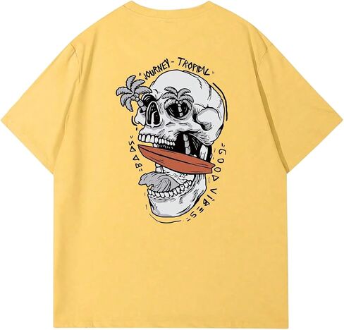 تي شيرت Verdusa الرجالي ذو الجرافيك Y2k Vintage Skull Print قصير الأكمام للحفلات الموسيقية تي شيرت صيفي in Kuwait