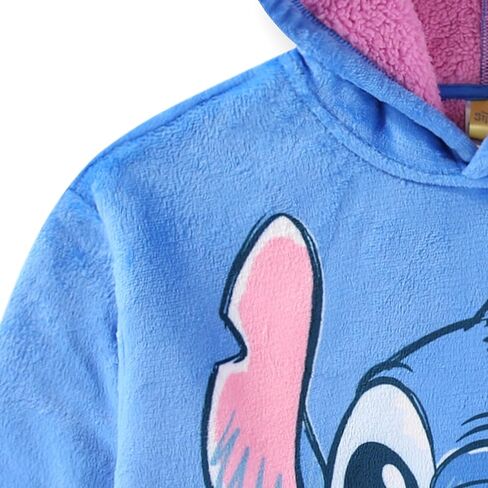Disney Lilo and Stitch Girls Sherpa Lined Oversized Hoodie with Pockets for Big Kids One Size (Fits Sizes 4 to 10) Blue in Saudi Arabia