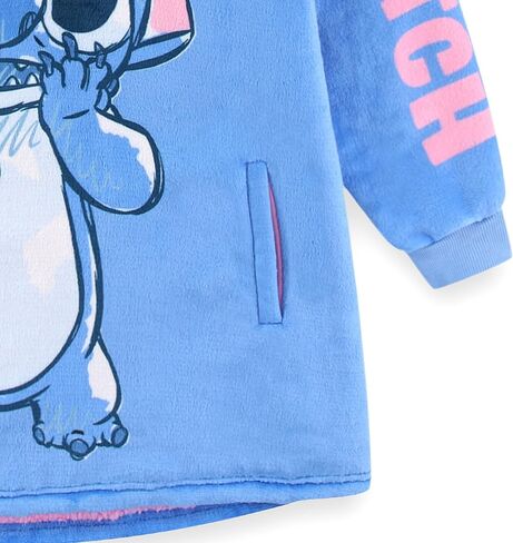 Disney Lilo and Stitch Girls Sherpa Lined Oversized Hoodie with Pockets for Big Kids One Size (Fits Sizes 4 to 10) Blue in Saudi Arabia