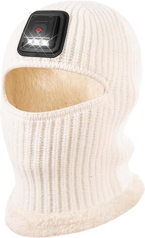 Kids Balaclava Knitted Warmer Windproof Hat Full Ski Face Mask Winter Warm Skull Cap with Light Boys Girls in Saudi Arabia