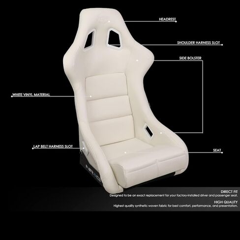 NRG Innovations FRP-302BK-V Bucket Racing Seat Double Layer FRP Black Vinyl Wrapped Mixed-density Foam 5 Point Harness Compatibility in Kuwait