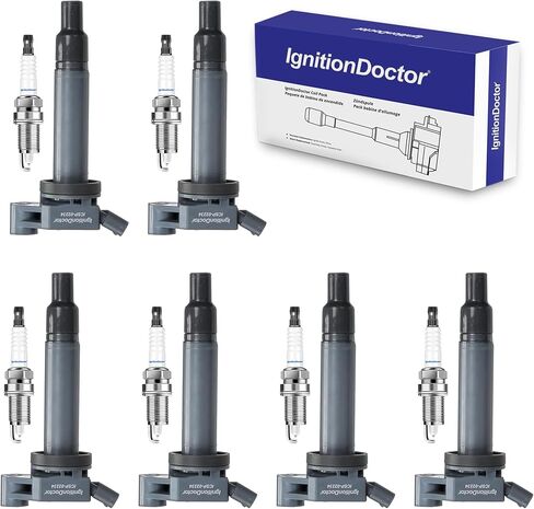 Iridium Spark Plug and Ignition Coil Combo Pack of 6 Compatible with Select 2009-2017 Honda Acura Accord Crosstour Odyssey RL TL TSX 3.5L 3.7L V6 UF603 in Kuwait