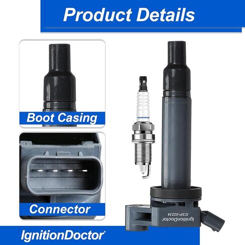 Iridium Spark Plug and Ignition Coil Combo Pack of 6 Compatible with Select 2009-2017 Honda Acura Accord Crosstour Odyssey RL TL TSX 3.5L 3.7L V6 UF603 in Kuwait