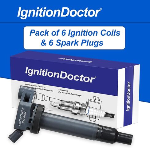 Iridium Spark Plug and Ignition Coil Combo Pack of 6 Compatible with Select 2009-2017 Honda Acura Accord Crosstour Odyssey RL TL TSX 3.5L 3.7L V6 UF603 in Kuwait