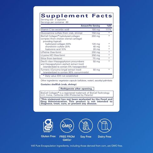 مغلفات نقية - استعادة الأربطة - مكمل غذائي يساعد في الحفاظ على الأوتار والأربطة والمفاصل الصحية - 120 كبسولة in Kuwait