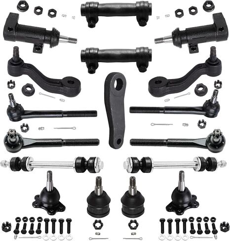 Detroit Axle - 17pc Front Suspension Kit for 96-02 Chevy GMC Express Savana 1500 2500 Idler Arms & Brackets Pitman Arm Tie Rods Sway Bar Links Ball Joints Adjusting Sleeves Replacement in Saudi Arabia