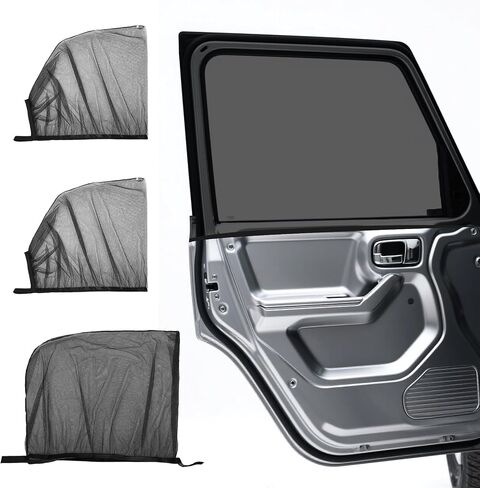 Car Side Window Shade, 4pcs Stretchy Mesh Car Window Screen Sun Shade Mosquito Net Cover Reduce Heat Privacy Shade for Car Camping Trip, S in Saudi Arabia