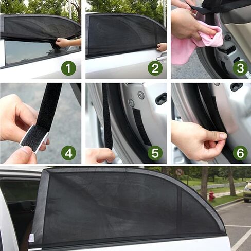 Car Side Window Shade, 4pcs Stretchy Mesh Car Window Screen Sun Shade Mosquito Net Cover Reduce Heat Privacy Shade for Car Camping Trip, S in Saudi Arabia