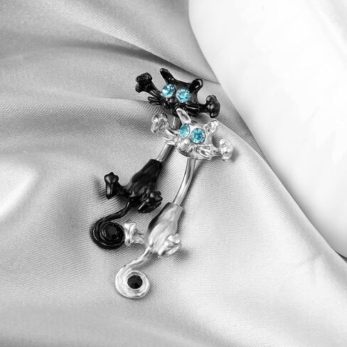 Surgical Steel Belly Button Ring CZ Barbell Cat Belly Rings Cute Piercing Jewelry Body Retainer 14G(1.6mm in Kuwait
