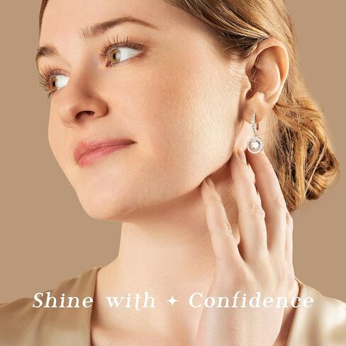 ARINZA Dangle Moissanite Earrings for Women, Sterling Silver Drop Hoop Dancing Diamond Earrings with 2 Carat (1ct Each), Jewelry Gift for Her, Wife, Girlfriend, Mom, Anniversary, Birthday, Christmas in Kuwait