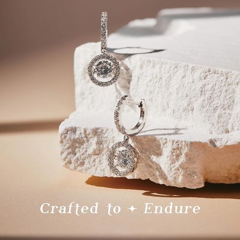 ARINZA Dangle Moissanite Earrings for Women, Sterling Silver Drop Hoop Dancing Diamond Earrings with 2 Carat (1ct Each), Jewelry Gift for Her, Wife, Girlfriend, Mom, Anniversary, Birthday, Christmas in Kuwait