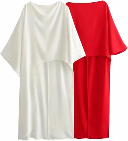 Women Asymmetrical Dress Solid Casual Loose Cape Style Long Elegant Evening Dress in Saudi Arabia