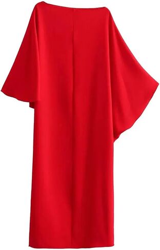 Women Asymmetrical Dress Solid Casual Loose Cape Style Long Elegant Evening Dress in Saudi Arabia