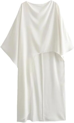 Women Asymmetrical Dress Solid Casual Loose Cape Style Long Elegant Evening Dress in Saudi Arabia