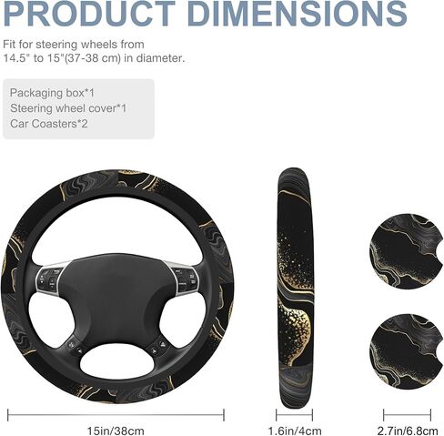 Black and White Human Skulls Gothic Steering Wheel Cover for Women Men Anti-Slip Universal 15 Inch Car Steering Wheel Cover with 2 Pieces Car Coasters Fit Auto,Suvs in Saudi Arabia