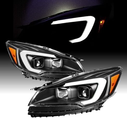 AKKON - For 2013-2016 Ford Escape Black Light Strip Front Projector Headlamps Driver + Passenger 2013 2014 2015 2016 in Saudi Arabia