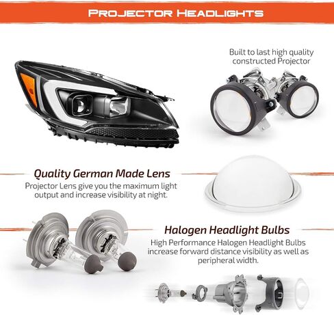 AKKON - For 2013-2016 Ford Escape Black Light Strip Front Projector Headlamps Driver + Passenger 2013 2014 2015 2016 in Saudi Arabia