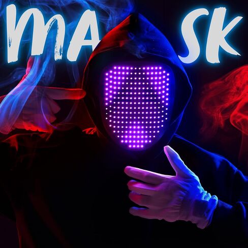 Spooktacular Creations Halloween Led Mask, 50 Patterns Dynamic Static Images, Face Transforming Light Up Mask with Gesture Sensing, Glow Masks Cosplay Costume Accessory for Adult Teen, Party Dress Up in Saudi Arabia