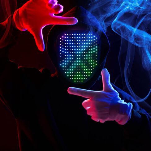 Spooktacular Creations Halloween Led Mask, 50 Patterns Dynamic Static Images, Face Transforming Light Up Mask with Gesture Sensing, Glow Masks Cosplay Costume Accessory for Adult Teen, Party Dress Up in Saudi Arabia