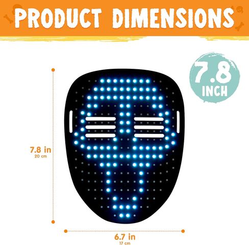 Spooktacular Creations Halloween Led Mask, 50 Patterns Dynamic Static Images, Face Transforming Light Up Mask with Gesture Sensing, Glow Masks Cosplay Costume Accessory for Adult Teen, Party Dress Up in Saudi Arabia