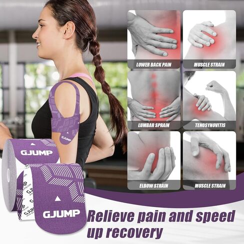 Kinesiology Tape, Original Cotton Elastic Athletic Tape for Muscle Strain Relief & Joint Support, 40 Count Precut Strips 2 Rolls, Waterproof & Breathable Sports Tape for Support and Recovery in Kuwait