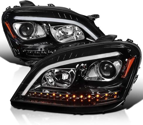 SPEC-D ضبط المصابيح الأمامية لجهاز العرض الكروم مع إشارة تسلسلية LED متوافقة مع 2006-2008 مرسيدس بنز W164 ML350 ML500 ML-Class، مجموعة المصابيح الأمامية اليسرى + اليمنى in Saudi Arabia
