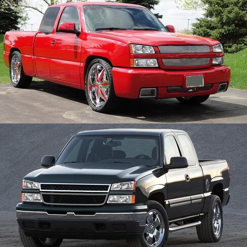 Pair Headlight Assembly Compatible for 2003-2007 Chevrolet Silverado 1500 2500 3500 Compatible for 03-2006 Chevy Avalanche/Headlamp w/Bulb with Black Housing/Smoke Lens/Transparent Cornor in Saudi Arabia