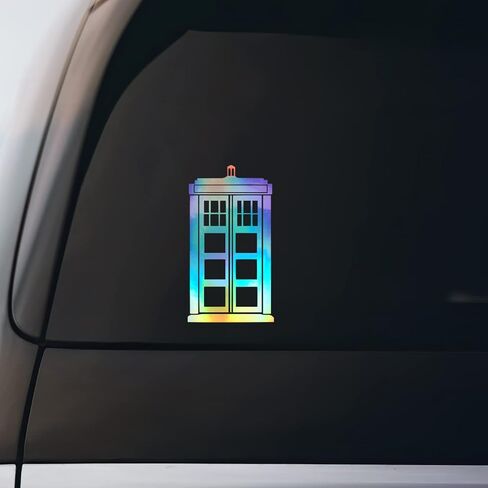 Police Box Tardis Sticker Vinyl Decal Notebook Car Window Laptop 4" x 8" | Holographic | in Saudi Arabia
