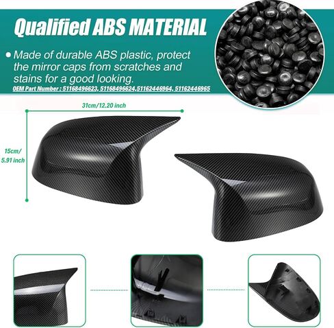 Carbon Fiber Mirror Caps for BMW X3 G01 G08 X4 G02 X5 G05 X6 G06 X7 G07 (2017-2023) Car Mods Exterior Accessories Passenger Driver View Side Mirror Covers Replacement Parts M Sport, 1 Pair in Kuwait
