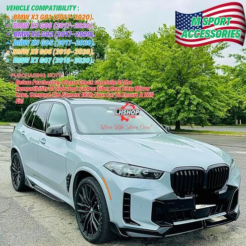 Carbon Fiber Mirror Caps for BMW X3 G01 G08 X4 G02 X5 G05 X6 G06 X7 G07 (2017-2023) Car Mods Exterior Accessories Passenger Driver View Side Mirror Covers Replacement Parts M Sport, 1 Pair in Kuwait