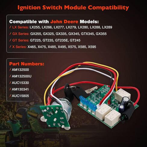 AM132500 Ignition Switch Module with Keys Compatible with John Deere LX255 LX266 LX277 LX279 LX280 LX288 GX255 GX325 GX335 GTX345 GX355 GT225 GT235 GT235E X465 X575 X585 X595 Lawn Tractors in Saudi Arabia