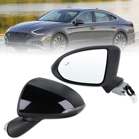 مرآة جانبية للسائق الأيسر متوافقة مع 2020 2021 2022 Hyundai Sonata مع زجاج طاقة قابل للطي يدويًا وإشارة انعطاف نقطة عمياء ساخنة باللون الأسود #87610L0040(8 دبابيس) in Saudi Arabia