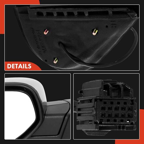 A-Premium Pair (2) Driver and Passenger Side Power Door Mirror - Compatible with Chevrolet Tahoe, Suburban 1500 2500 & GMC Yukon, Yukon XL 1500 2500 - Heated Manual Folding Black+Chrome in Saudi Arabia